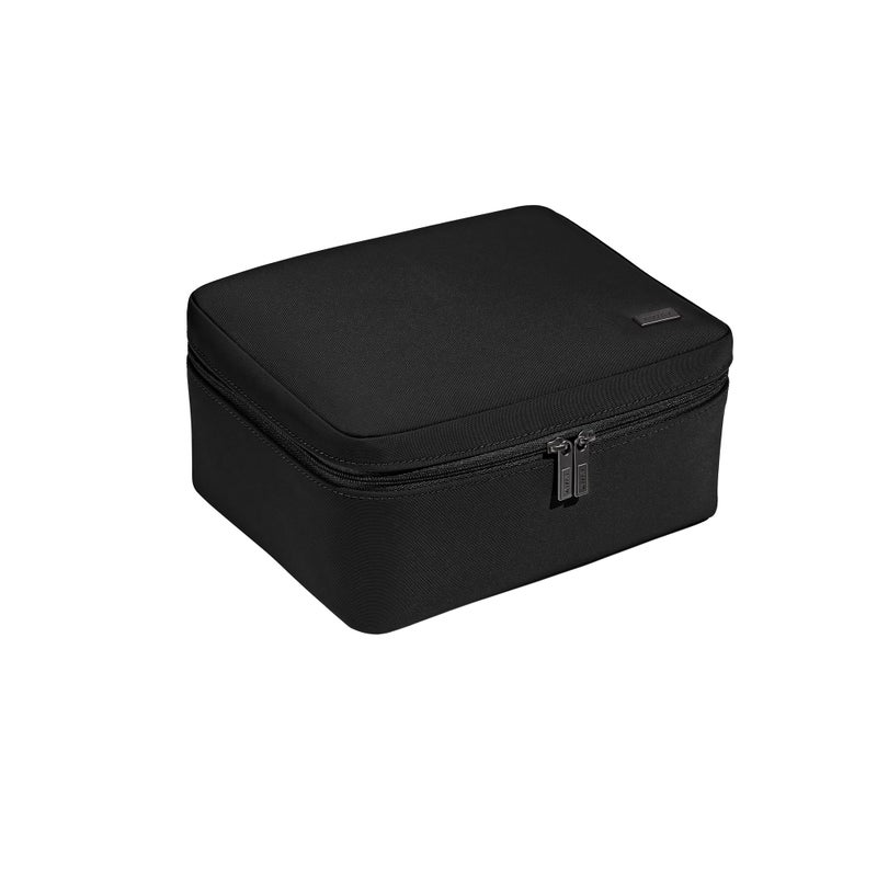 Away Cosmetics Bag Makeup Bag with Detachable Brush Roll Waterproof Clear Zip Pockets Travel Friendly Jet Black